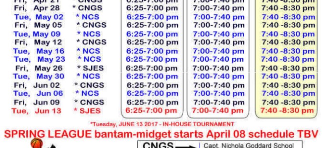 2017 Spring Schedule * PanoramaHillsBasketball.com