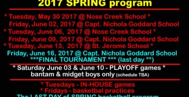 BASKETBALL SCHEDULE MAY 30 – JUNE 16 2017