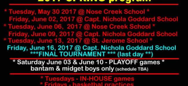 BASKETBALL SCHEDULE MAY 30 – JUNE 16 2017 BASKETBALL SCHEDULE MAY 30 – JUNE 16 2017