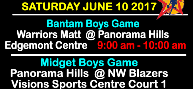 BANTAM & MIDGET boys PLAYOFF GAMES JUNE 10