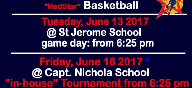Basketball practices June 13 @ St Jerome School + June 16 Basketball practices June 13 @ St Jerome School + June 16