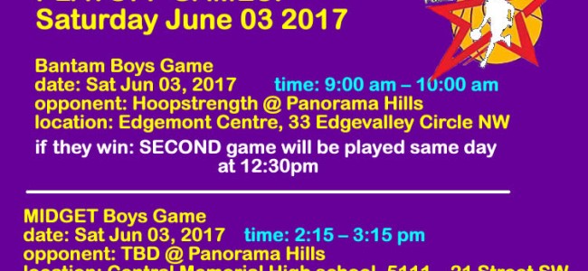 SPRING LEAGUE PLAYOFF games JUNE 03 2017