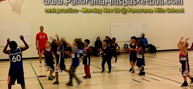 Basketball practice Monday Nov 20 @ Panorama Hills School