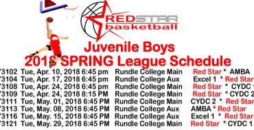 Red Star Basketball JUVENILE boys * 2018 SPRING League Schedule *