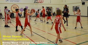 Winter Season – Remaining practices  march 11- march 18 Winter Season – Remaining practices  march 11- march 18