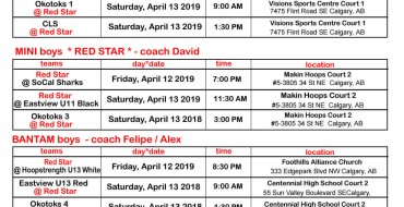 Red Star Basketball  * 2019 SPRING League Schedule of games * ELITE boys & girls Red Star Basketball  * 2019 SPRING League Schedule of games * ELITE boys & girls