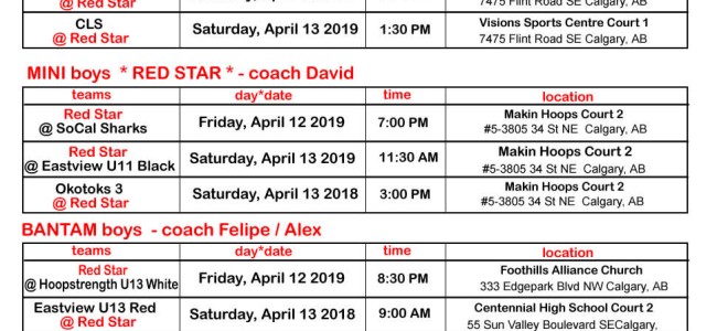 Red Star Basketball  * 2019 SPRING League Schedule of games * ELITE boys & girls Red Star Basketball  * 2019 SPRING League Schedule of games * ELITE boys & girls