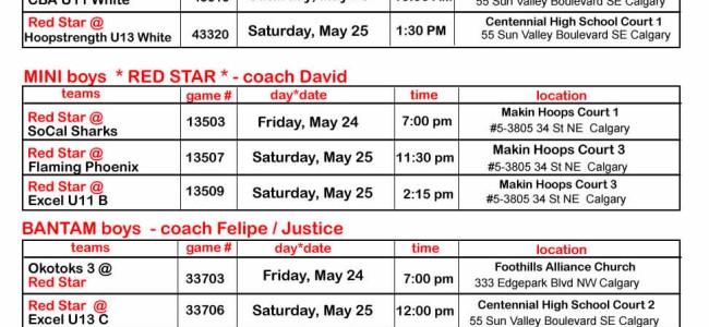 Red Star Basketball  * MAY 24-25 * SPRING League * ELITE boys/girls