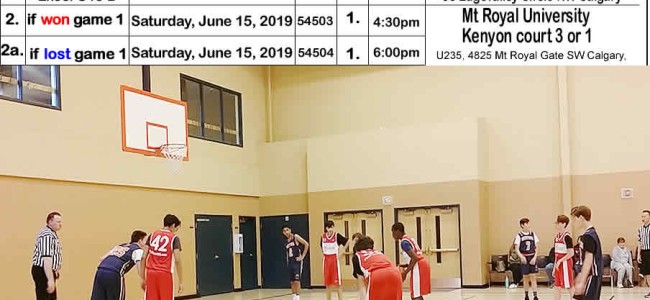 Red Star Basketball – Midget boys – playoff games schedule – June 14-15