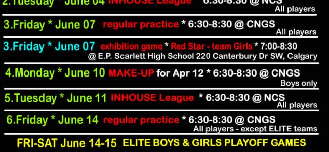 Red Star / Panorama Hills Basketball – JUNE SCHEDULE Red Star / Panorama Hills Basketball – JUNE SCHEDULE