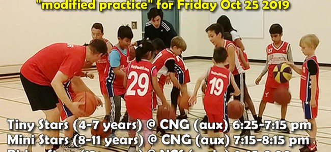 Red Star Basketball practice Friday OCT 25 – “modified schedule”