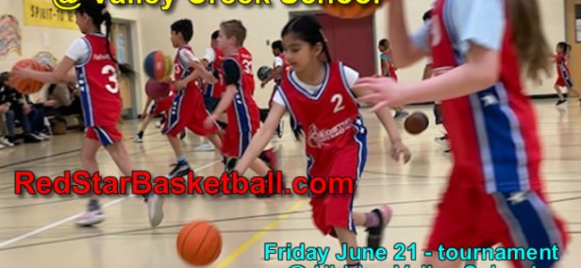 Red Star Basketball – “game time”: Wed – June 19 @  Valley Creek School Red Star Basketball – “game time”: Wed – June 19 @  Valley Creek School