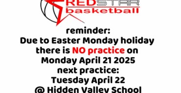 There is NO practice on Monday April 21 – next practice TUESDAY April 22 There is NO practice on Monday April 21 – next practice TUESDAY April 22